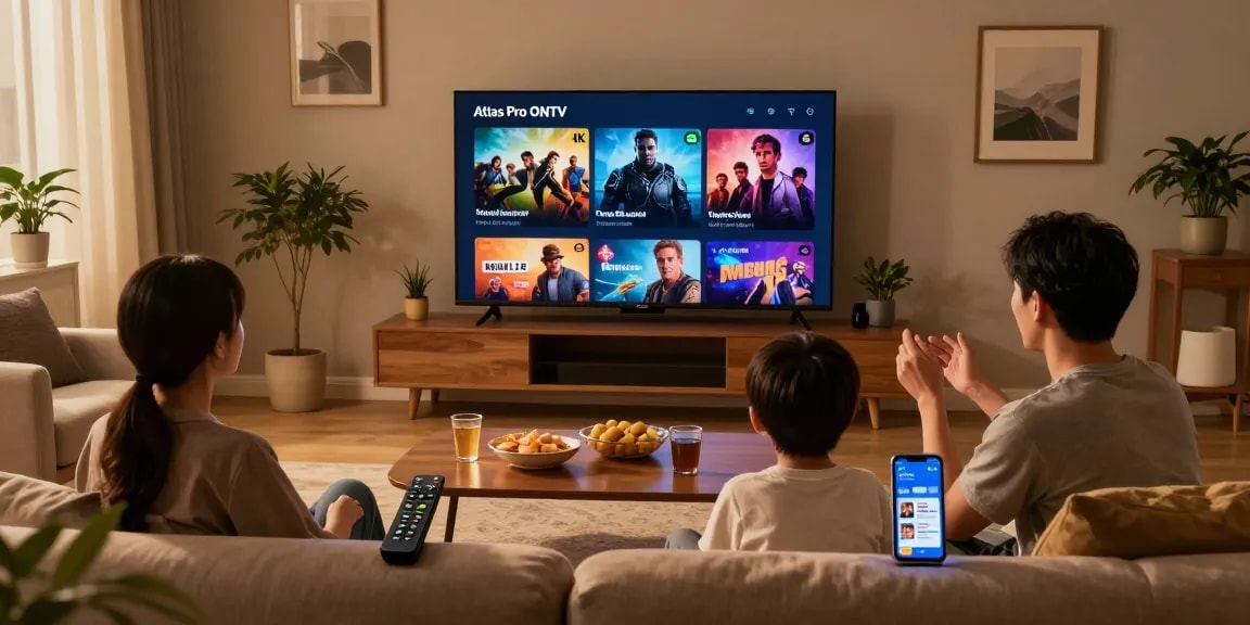Découvrez la famille profitant d'Atlas Pro pour des films en 4K dans leur salon.