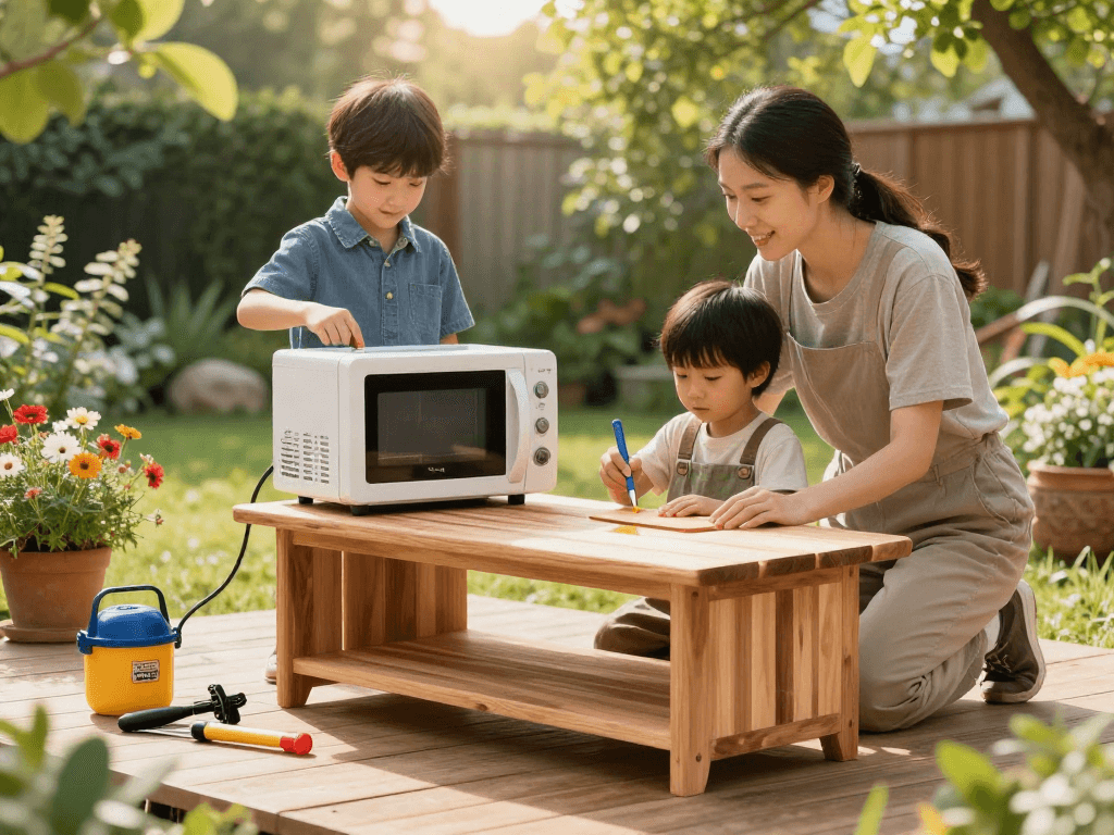 Application de Shashel® dans un jardin pour traiter le bois de manière écologique